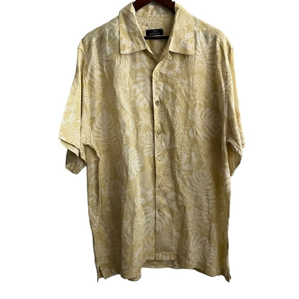 Jim Thompson 100% Linen Short Sleeve Button Down Hawaiian Shirt